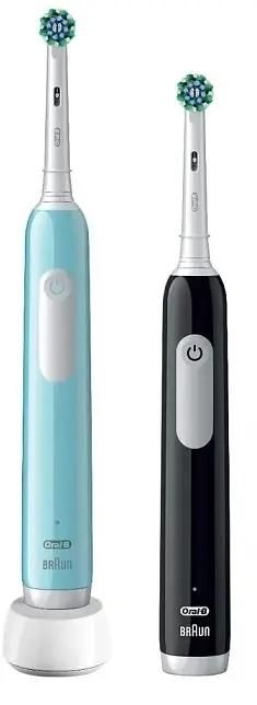 Набор электрических зубных щеток Oral-B Pro Series 1, насадки для щётки: 2 шт, цвет: бирюзовый и черный [80714511]